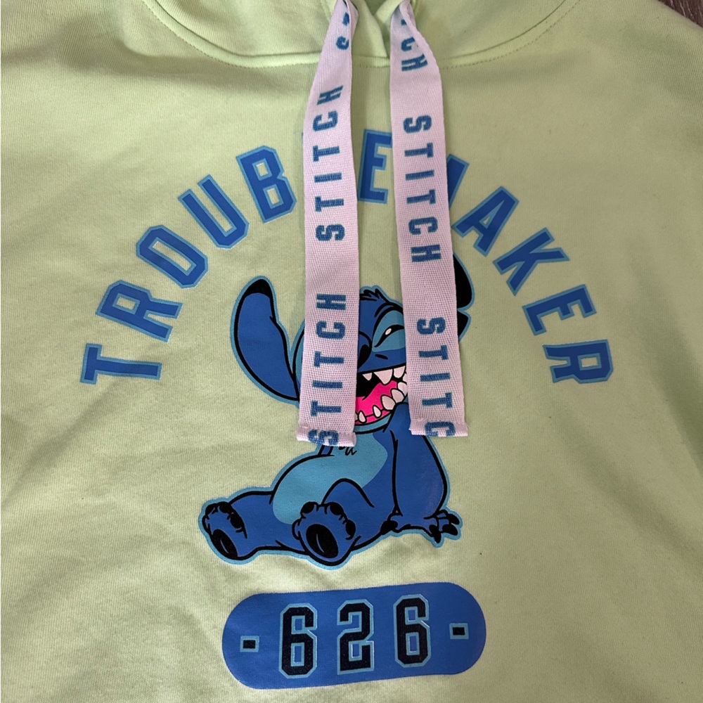 Women’s Disney Stitch Fleece Crop Hoodie Sweatshirt with Logo, Size Medi… - Picture 9 of 13